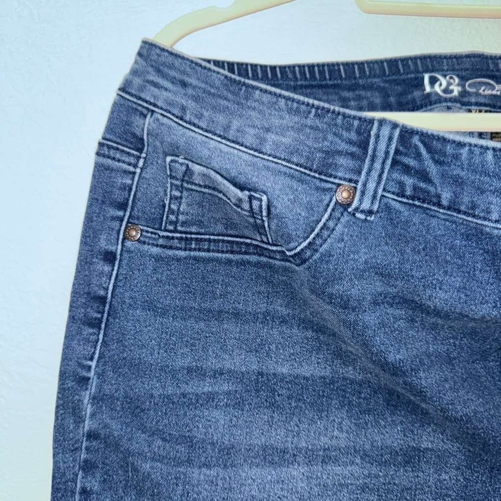Diane Gilman Women's XLT Dark Wash Denim Jeans Pull On Ankle Snap Button Skinny - Picture 7 of 15